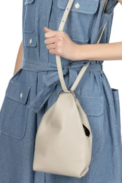 Clearance MARROW LEATHER Double Faced Ring Muff - Pearl Gray