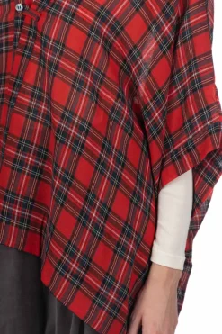 Fashion Nachukara DOVERS: Wool Gauze Poncho - Red
