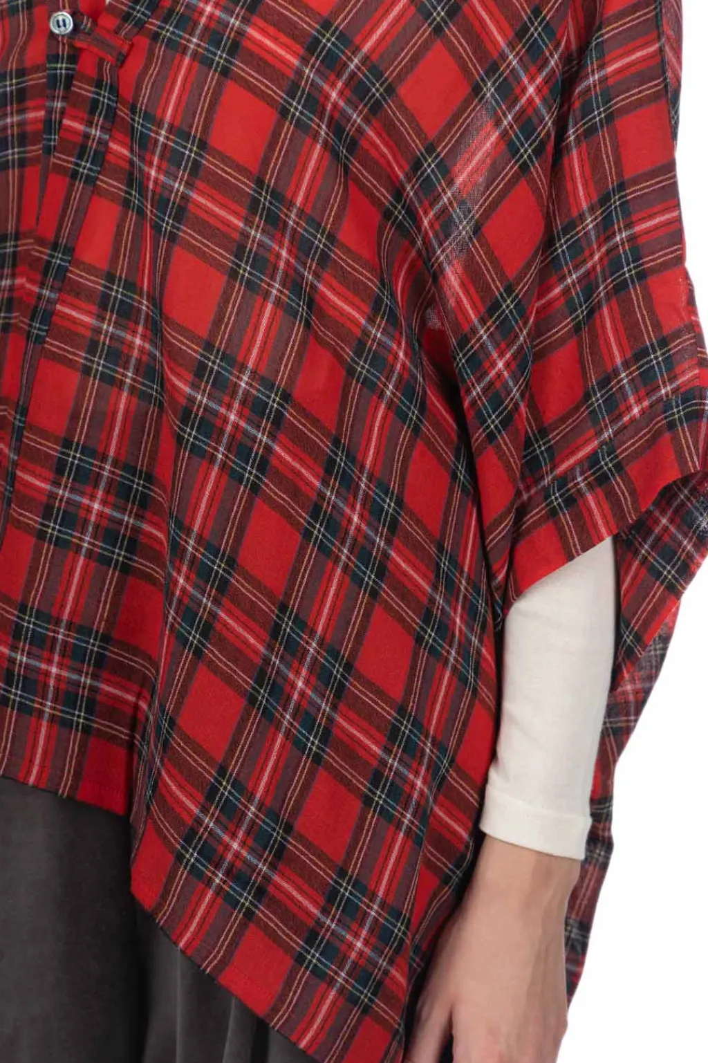 Fashion Nachukara DOVERS: Wool Gauze Poncho - Red