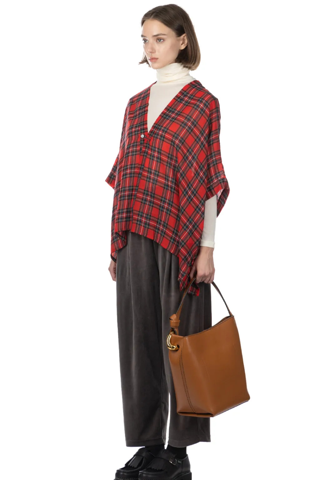 Fashion Nachukara DOVERS: Wool Gauze Poncho - Red