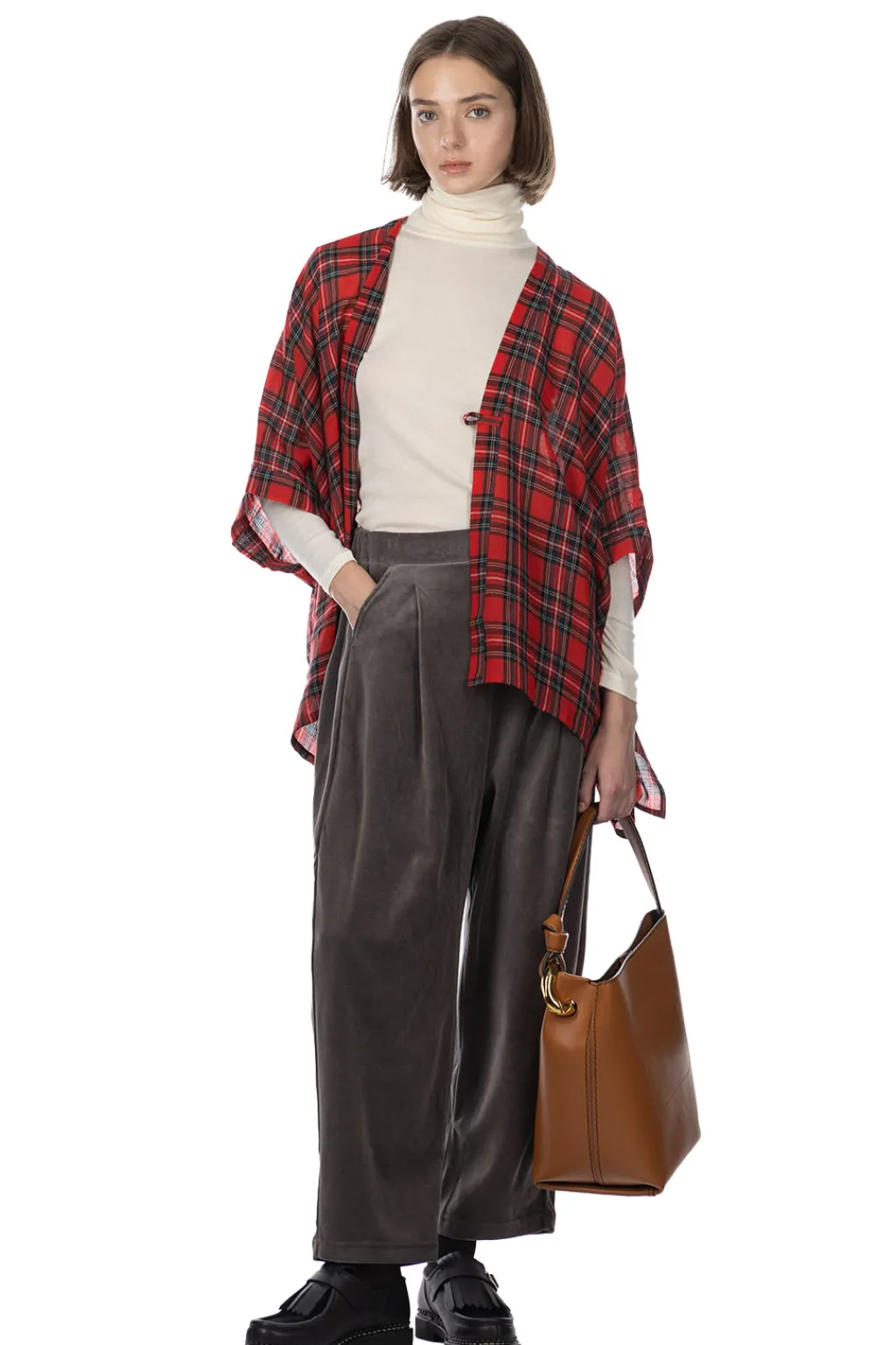 Fashion Nachukara DOVERS: Wool Gauze Poncho - Red