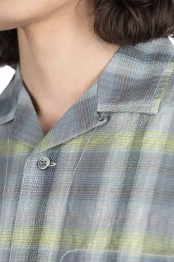 Fashion And Wander Dry Check Open SS Shirt- Grey