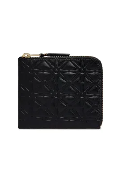 Outlet Comme Des Garcons Wallets Embossed Classic Line Half Zip Wallet - Black