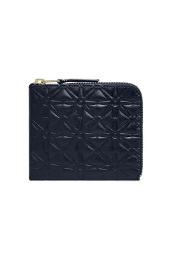 Hot Comme Des Garcons Wallets Embossed Classic Line Half Zip Wallet - Navy