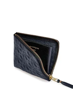 Hot Comme Des Garcons Wallets Embossed Classic Line Half Zip Wallet - Navy