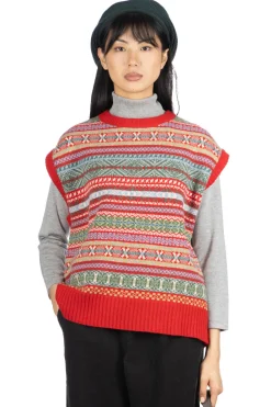 Outlet NARU Fair Isle Cocoon Vest - Red