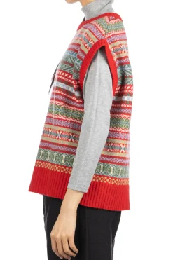 Outlet NARU Fair Isle Cocoon Vest - Red