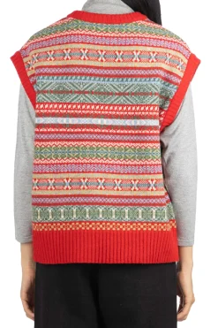Outlet NARU Fair Isle Cocoon Vest - Red