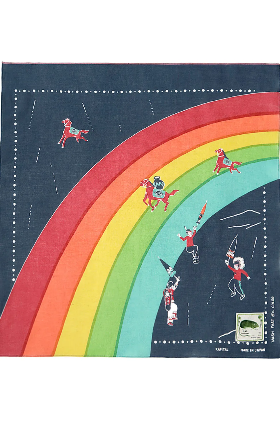 Sale Kapital Fastcolor Selvedge Bandana (RAINBOW & HORSES) - 3 Colour Choices
