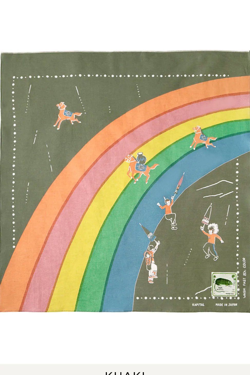 Sale Kapital Fastcolor Selvedge Bandana (RAINBOW & HORSES) - 3 Colour Choices
