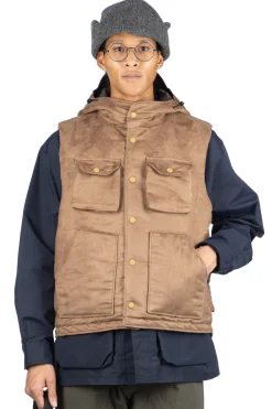 Hot Engineered Garments Field Vest - Khaki Polyester Fake Suede