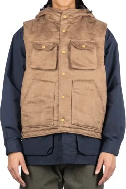 Hot Engineered Garments Field Vest - Khaki Polyester Fake Suede