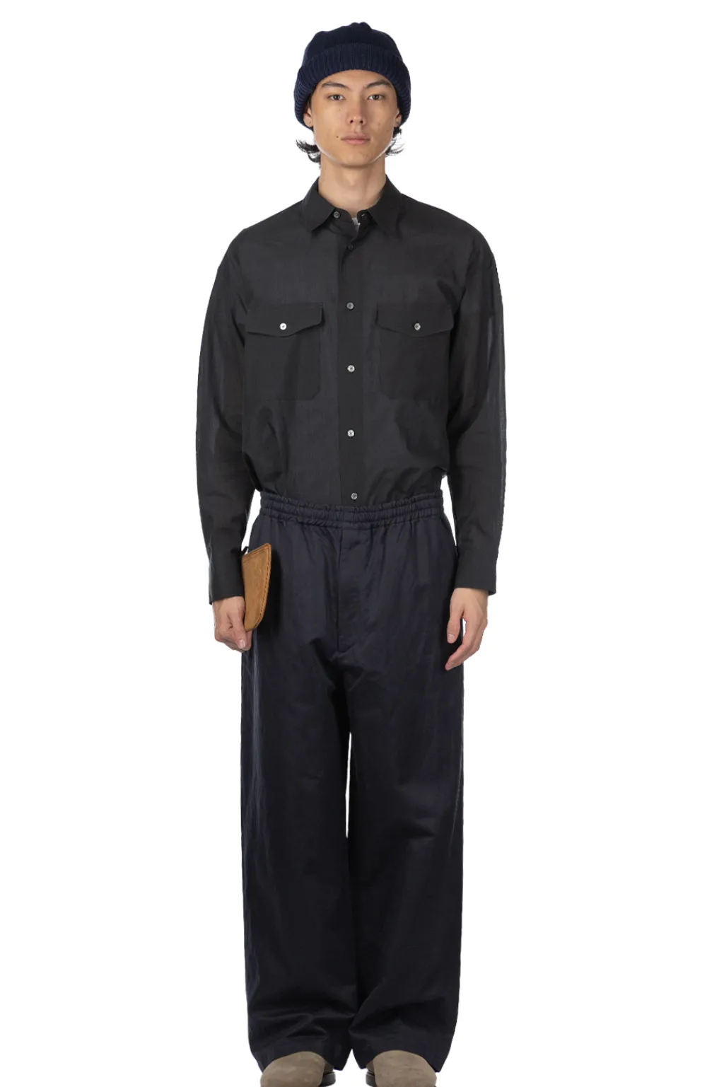 Clearance YLEVE Finx Cotton Lamie Twill Easy Trousers - Navy