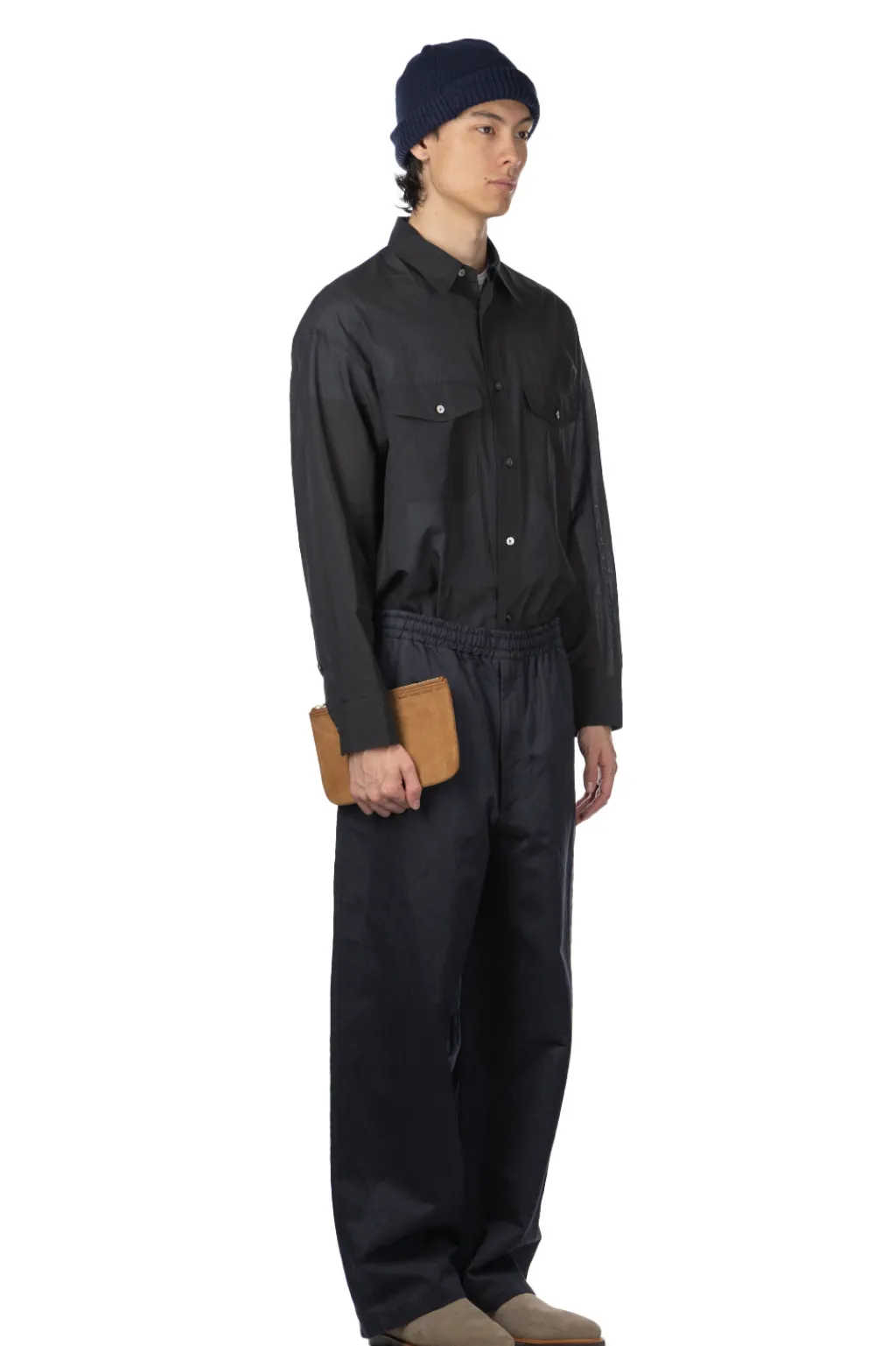 Clearance YLEVE Finx Cotton Lamie Twill Easy Trousers - Navy