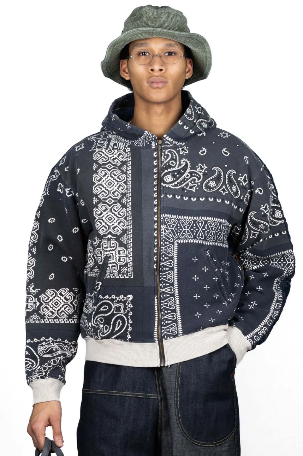 Sale Kapital Fleece Knit BANDANA BIVOUAC Hooded Blouson