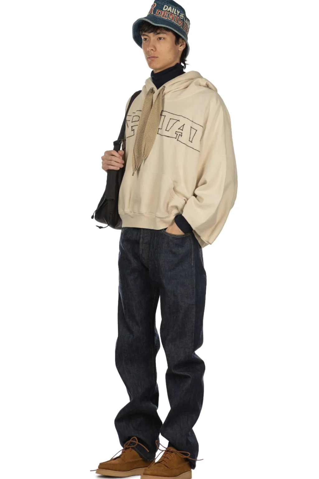 Hot Kapital Fleece Knit DEVIL Hoodie ( Embroidery) - Natural