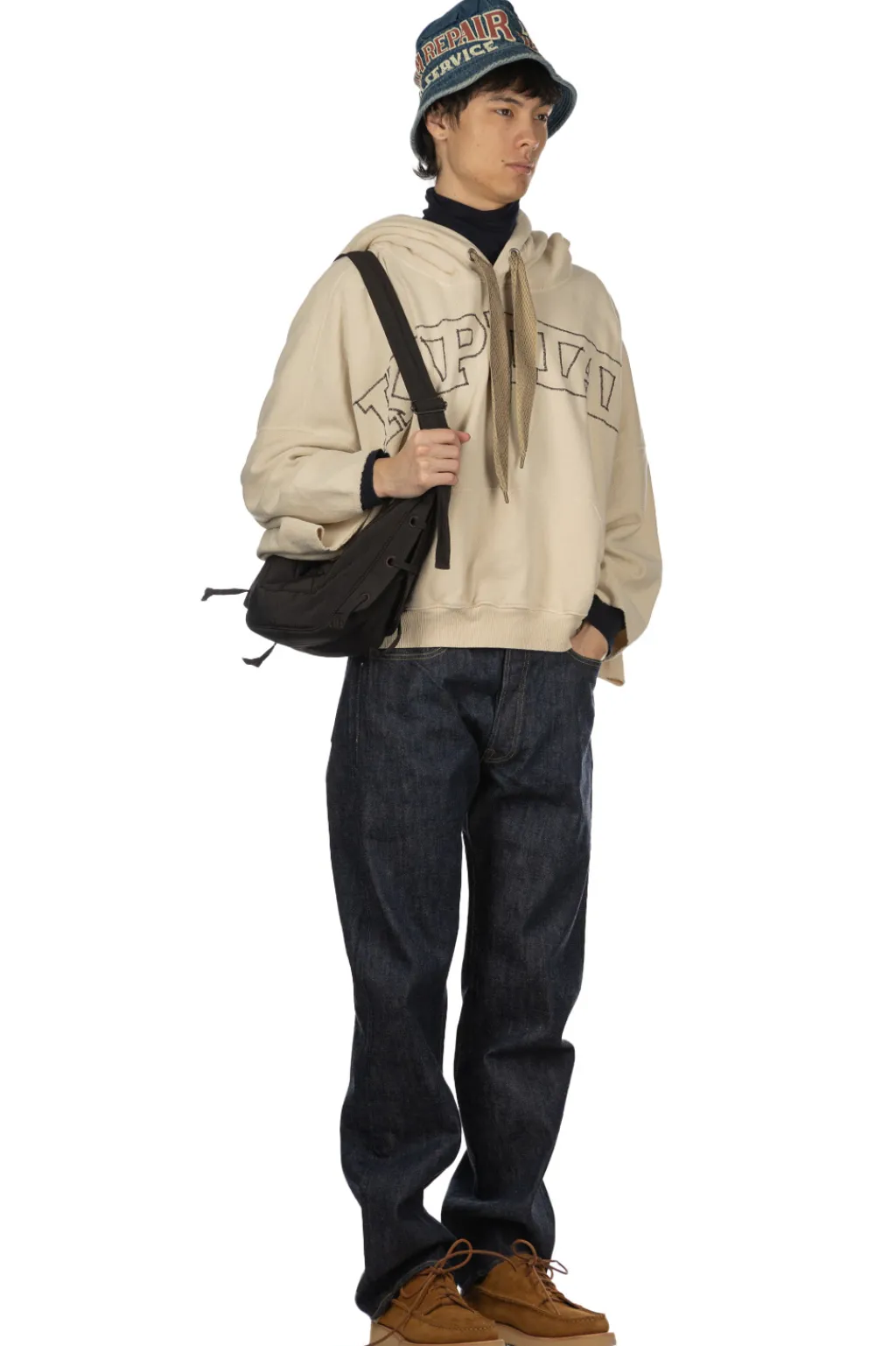 Hot Kapital Fleece Knit DEVIL Hoodie ( Embroidery) - Natural