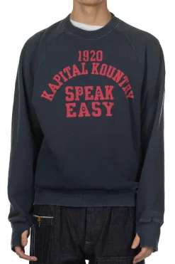 Discount Kapital Fleece Knit Raglan Crew SWT (SPEAKEASY College) - Navy