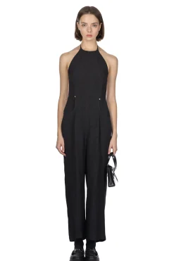 Sale Mame Kurogouchi Floral Pattern Jacquard Jumpsuit - Black