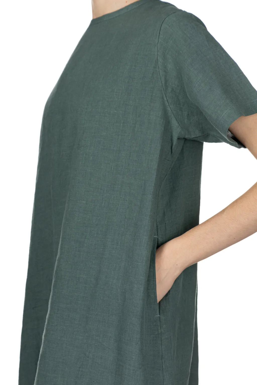 Hot Nachukara French Linen A-Line Dress - Green