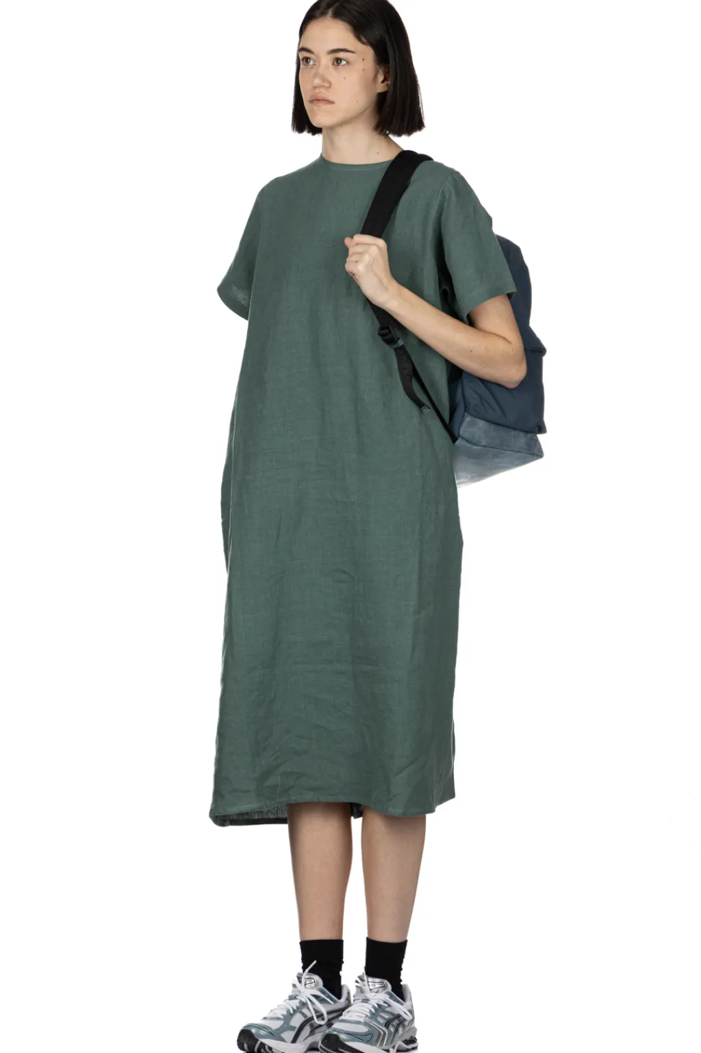 Hot Nachukara French Linen A-Line Dress - Green