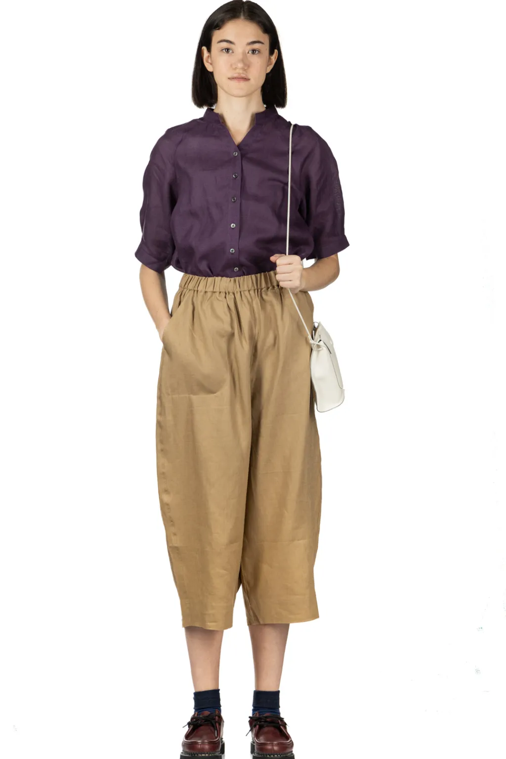 Outlet Nachukara French Linen Cocoon Pants - Beige
