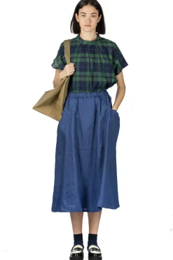 Hot Nachukara French Linen Side Pocket Skirt - Blue