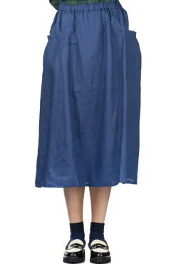 Hot Nachukara French Linen Side Pocket Skirt - Blue