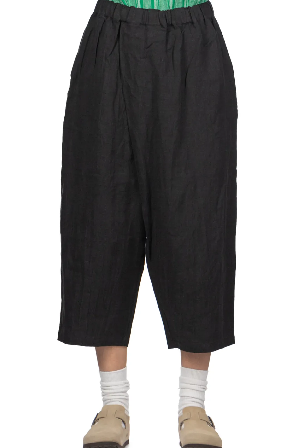 Outlet Nachukara French Linen Wrap Pants - Black