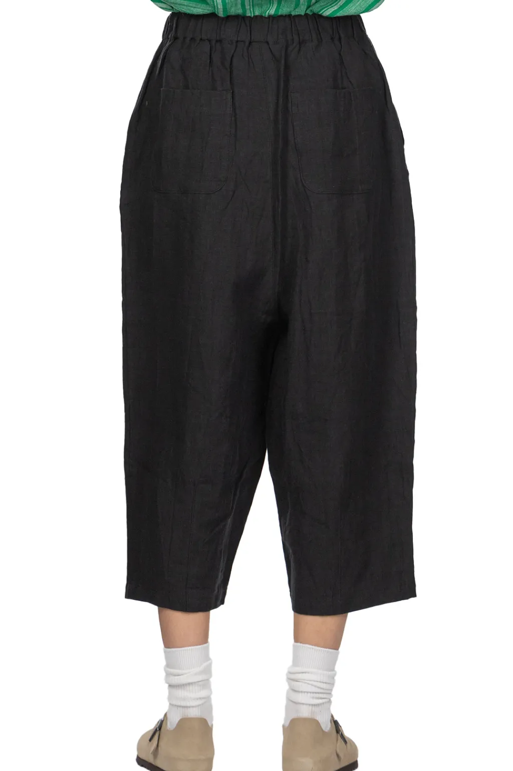 Outlet Nachukara French Linen Wrap Pants - Black