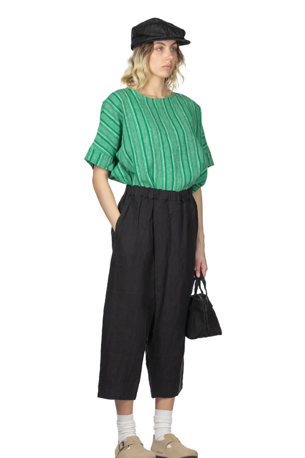Outlet Nachukara French Linen Wrap Pants - Black