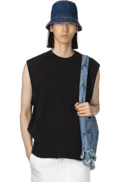 Clearance Kapital 5G Cotton Knit BONE Vest - Black
