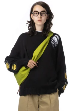 Discount Kapital 5G Cotton Knit Crew Sweater (ANARCHY RAINBOWY Remake) - Black