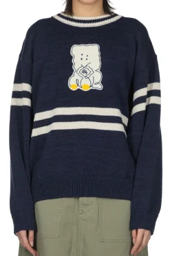 Outlet Kapital 5G Cotton Knit Peckish Rainbowy Ivy Crew Sweater - Navy