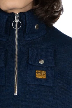Best Kapital 8G Cotton Wool NICKLE 4 Half ZIP Sweater - Navy