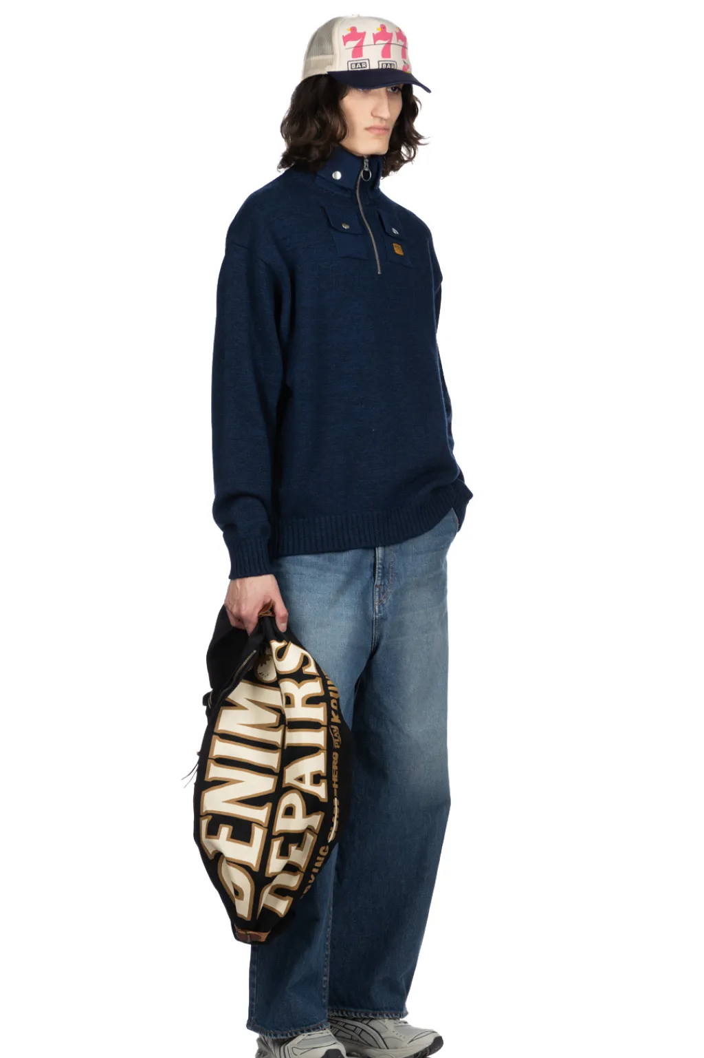 Best Kapital 8G Cotton Wool NICKLE 4 Half ZIP Sweater - Navy
