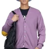 Best Kapital 10G ECO Knit Elbow CONEYBOWY Short Cardigan - Pink x Purple
