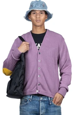 Best Kapital 10G ECO Knit Elbow CONEYBOWY Short Cardigan - Pink x Purple