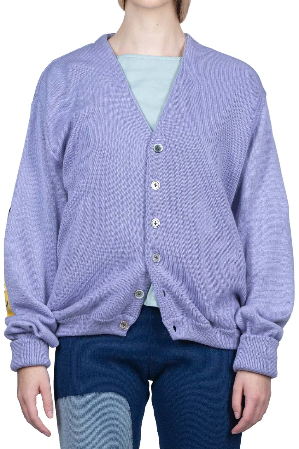 Clearance Kapital 10G ECO Knit Elbow CONEYBOWY Short Cardigan - Violet