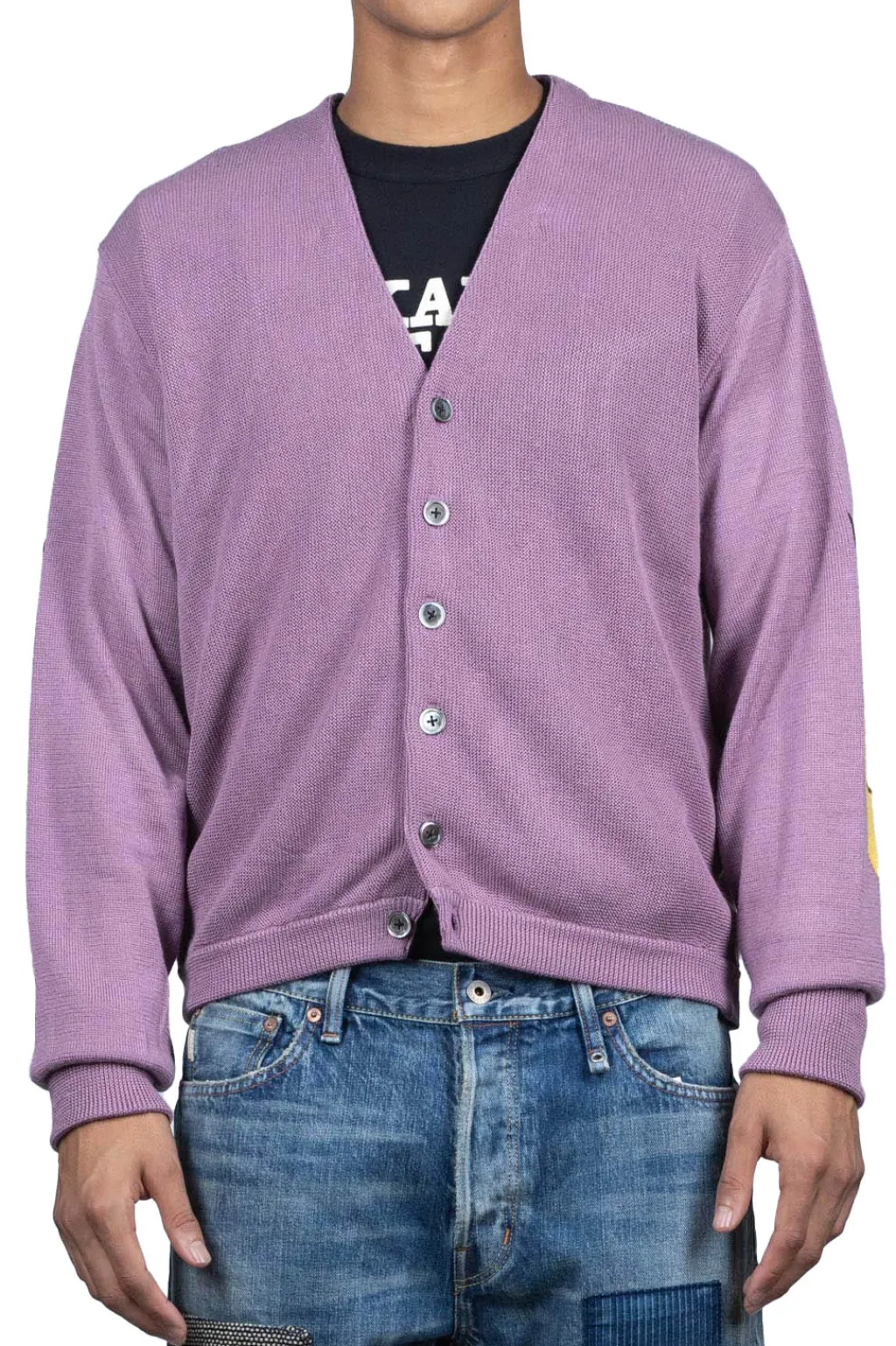 Best Kapital 10G ECO Knit Elbow CONEYBOWY Short Cardigan - Pink x Purple