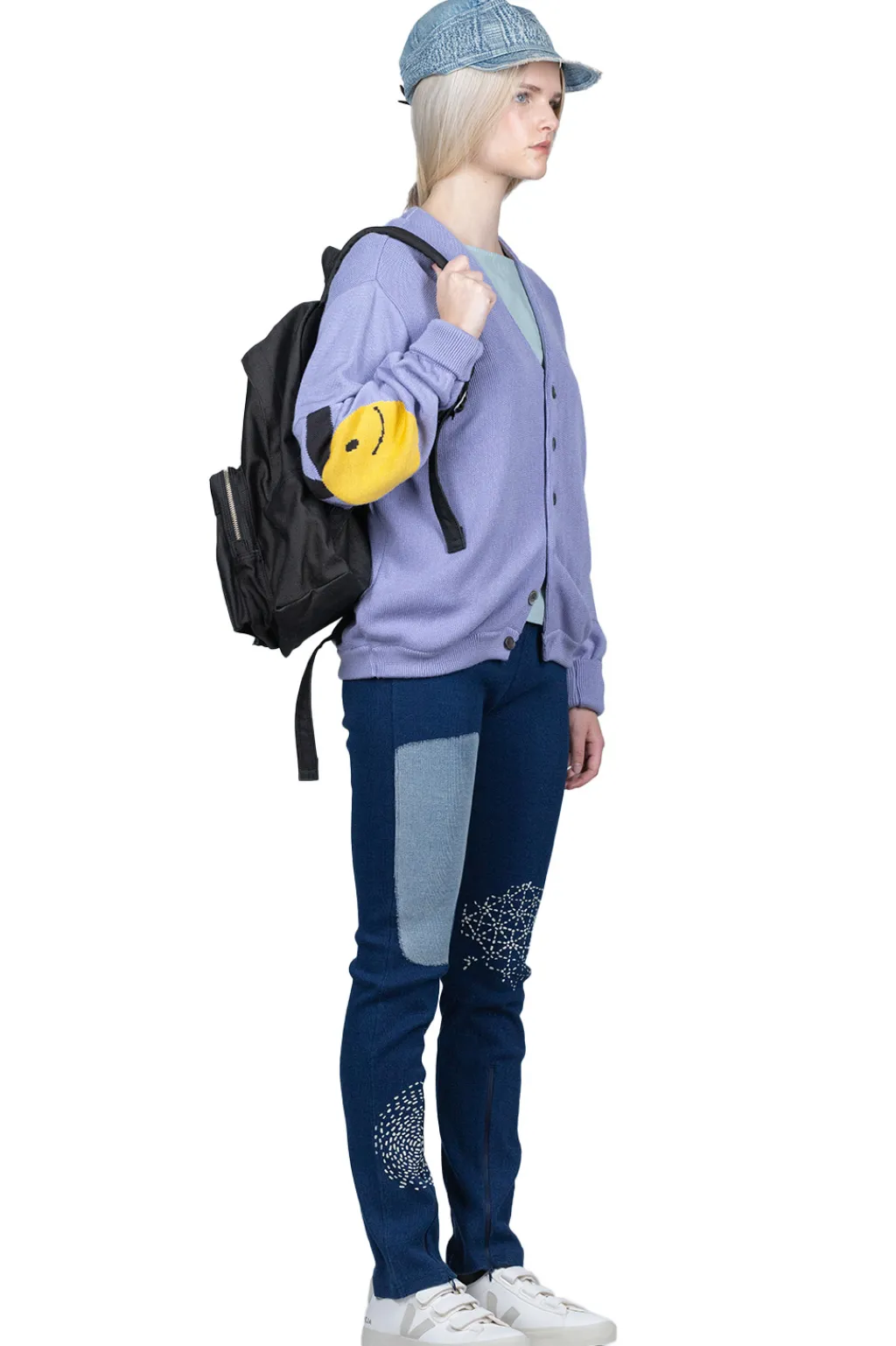 Clearance Kapital 10G ECO Knit Elbow CONEYBOWY Short Cardigan - Violet