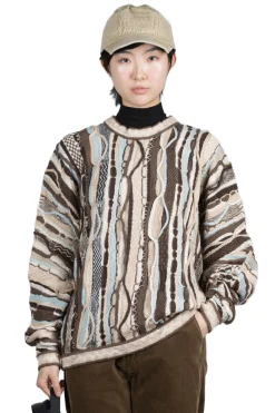 Fashion Kapital 7G Knit GAUDY Crew Sweater - Brown