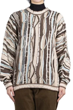 Fashion Kapital 7G Knit GAUDY Crew Sweater - Brown