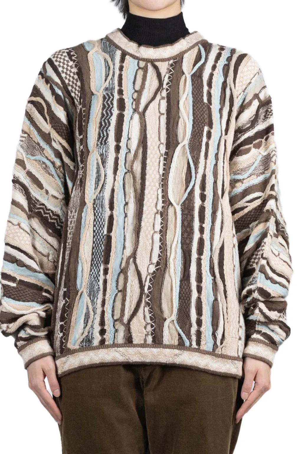 Fashion Kapital 7G Knit GAUDY Crew Sweater - Brown