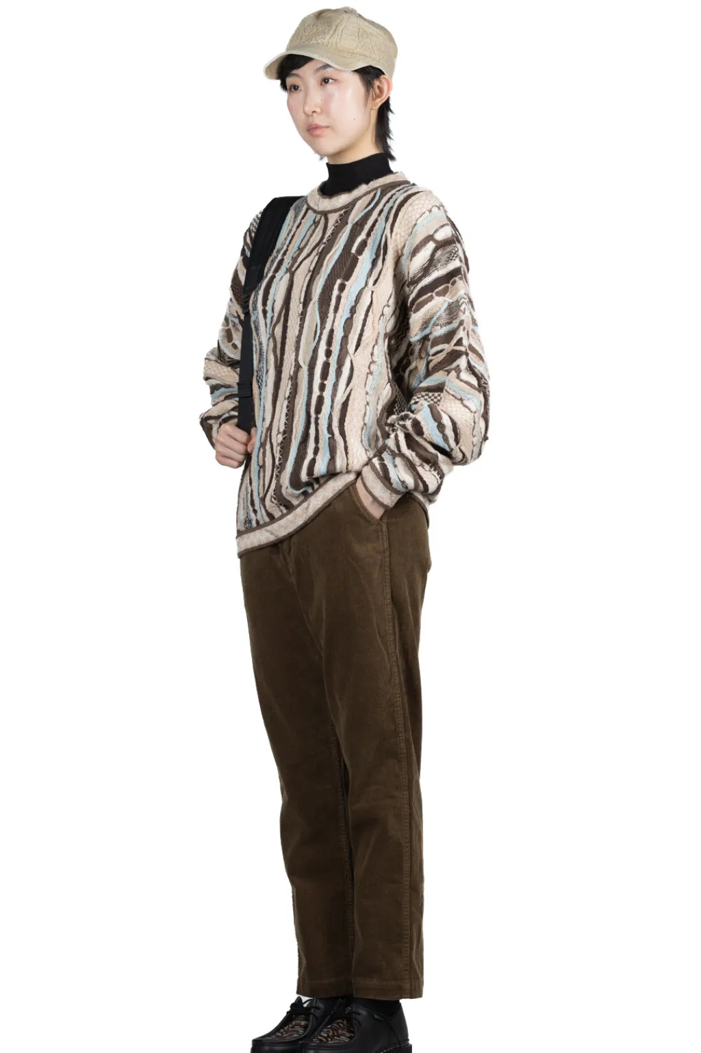 Fashion Kapital 7G Knit GAUDY Crew Sweater - Brown