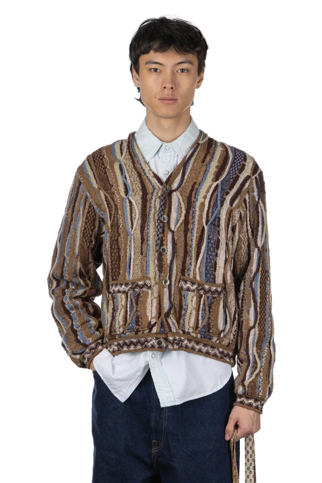 Best Kapital 7G Knit Gaudy Short Cardigan - Golden Brown
