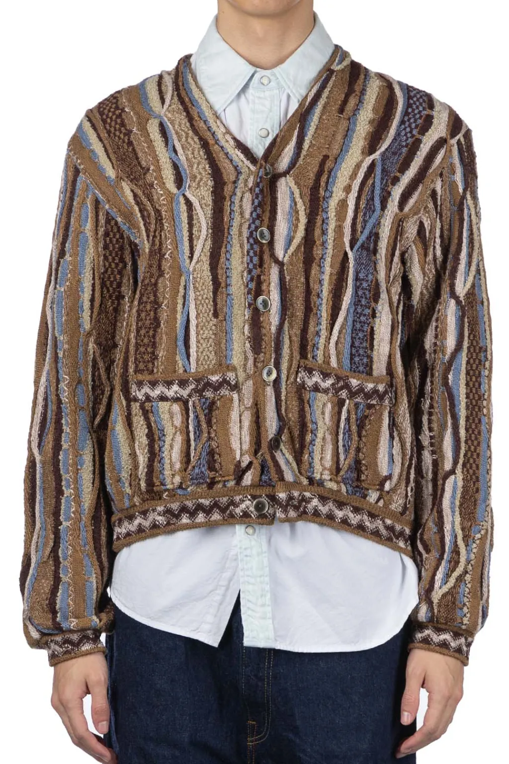 Best Kapital 7G Knit Gaudy Short Cardigan - Golden Brown