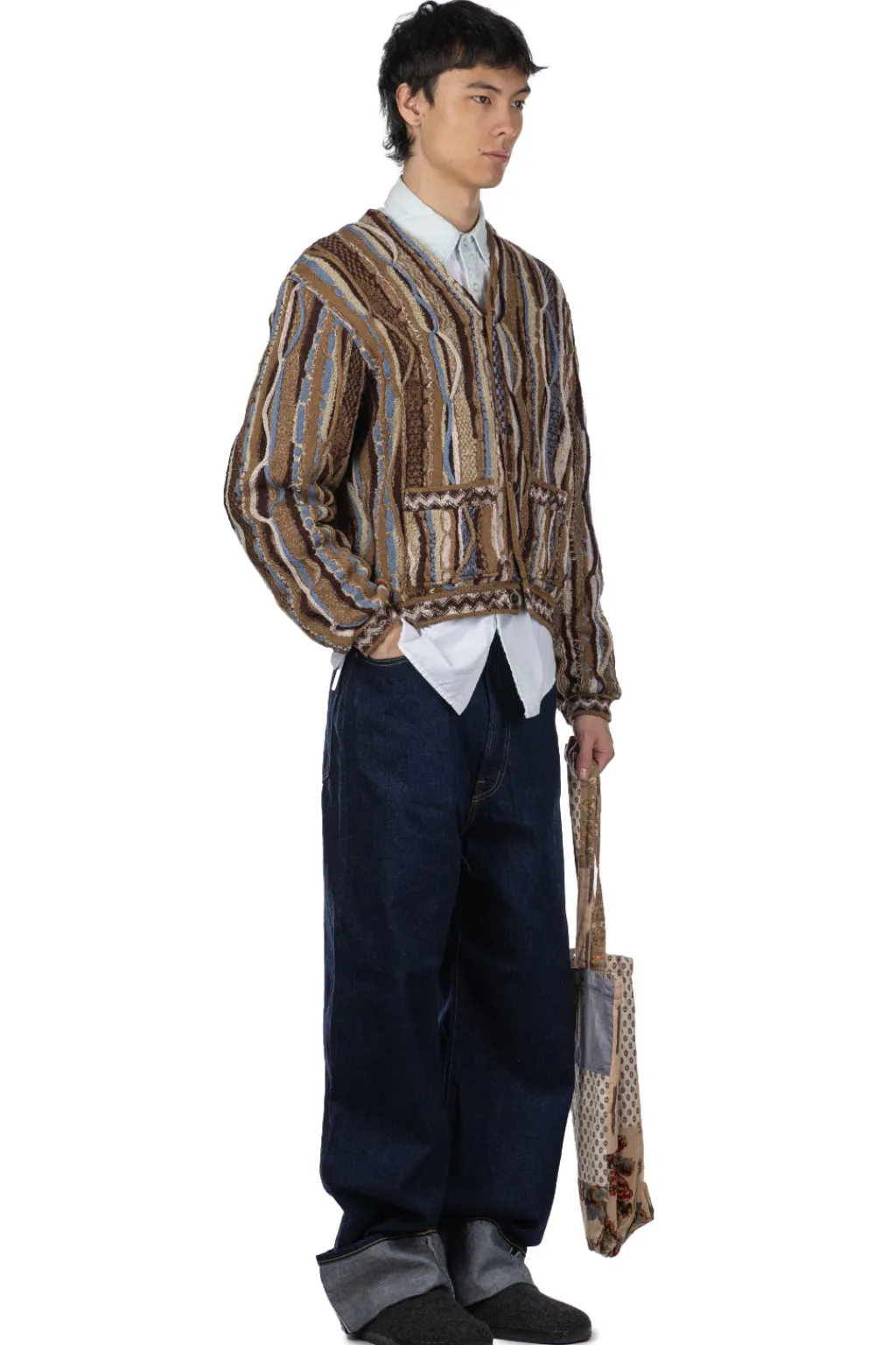Best Kapital 7G Knit Gaudy Short Cardigan - Golden Brown