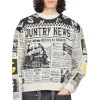 Fashion Kapital 8G Knit NEWSPAPER Crew Sweater (KOUNTRY NEWS) - Natural