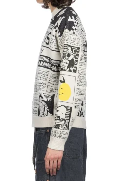 Fashion Kapital 8G Knit NEWSPAPER Crew Sweater (KOUNTRY NEWS) - Natural